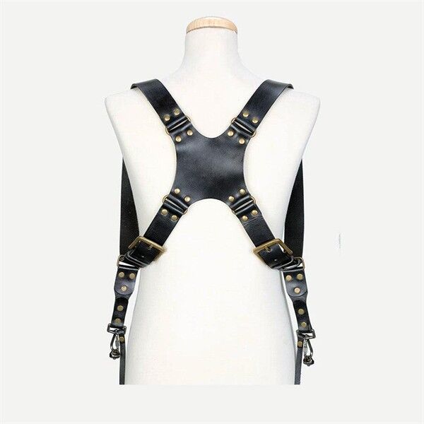 Bronkey Berlin 501 Doppelkameragurt Leder Schwarz hinteransicht