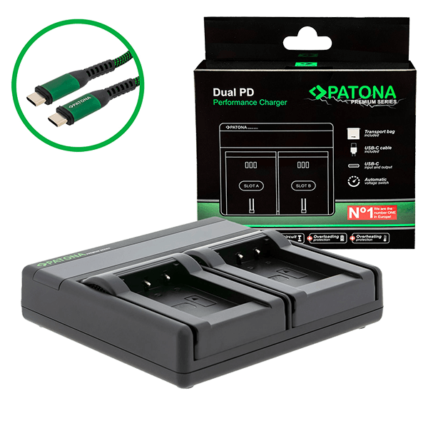 Charger camera battery dual to Sony NP-BX1 USB-C