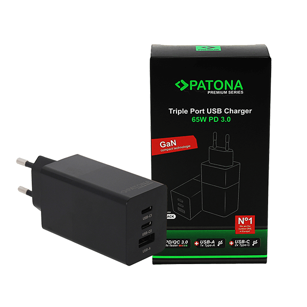 USB Ladegerät GaN 65W in Schwarz