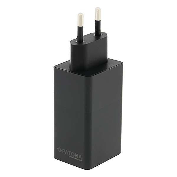 USB Ladegerät GaN 65W in Schwarz stehend