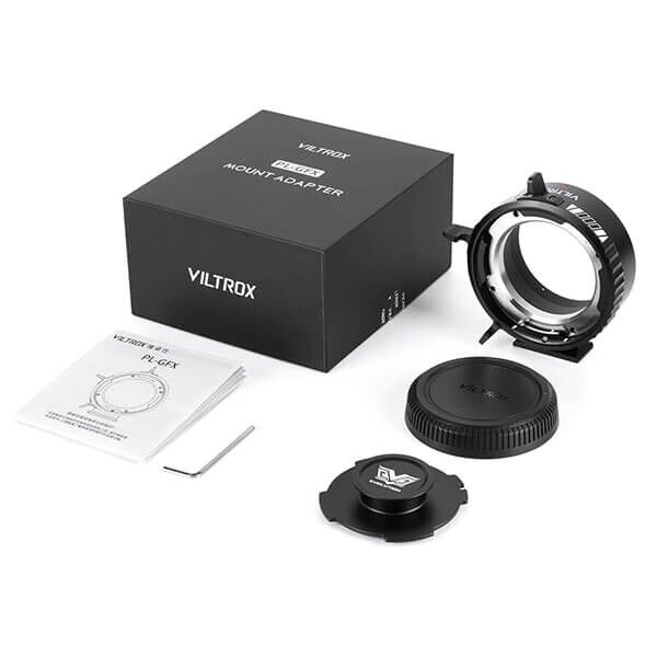Viltrox Objektivadapter für L-Mount Objektive an Fujifilm GFX G-Mount Lieferumfang