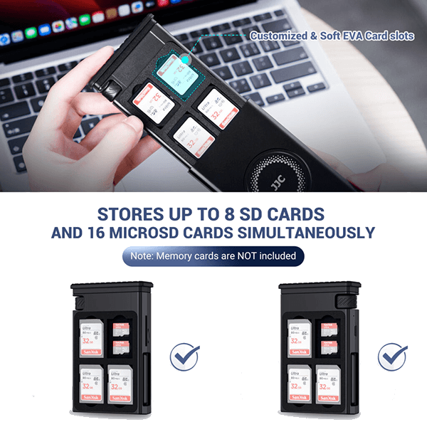 SD Kartenleser und Aufbewahrung in einem von JJC in grau