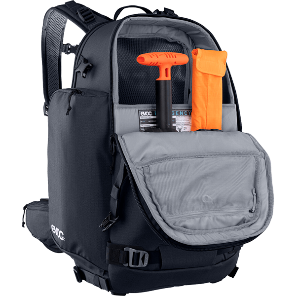 Fotorucksack Evoc CP 26 Liter in Schwarz mit Schaufel