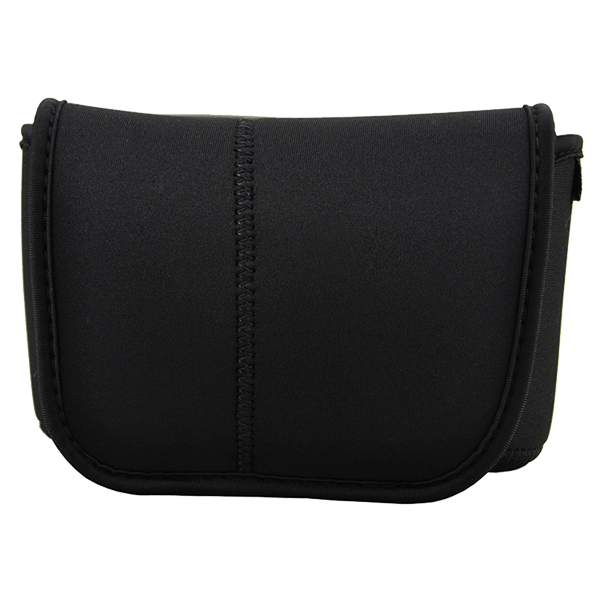 Kameratasche aus schwarzem Neopren von hinten