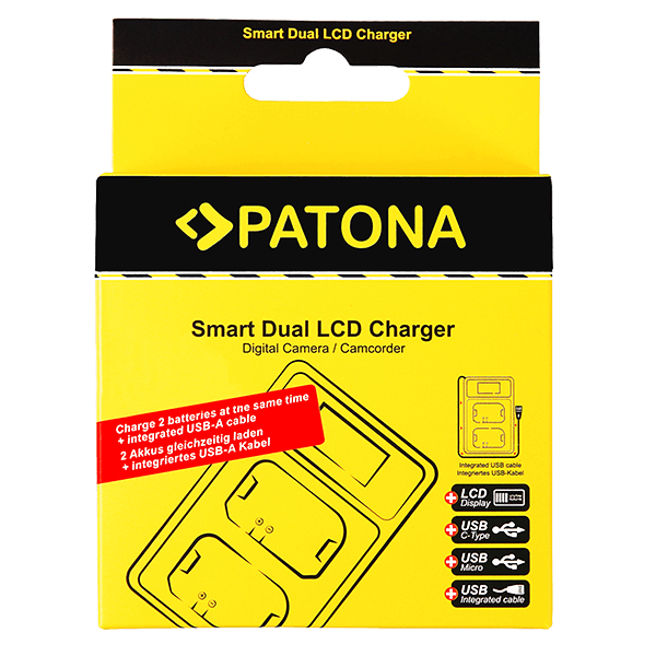 Smart Dual LCD USB Ladegerät für Canon LP-E6 von Patona