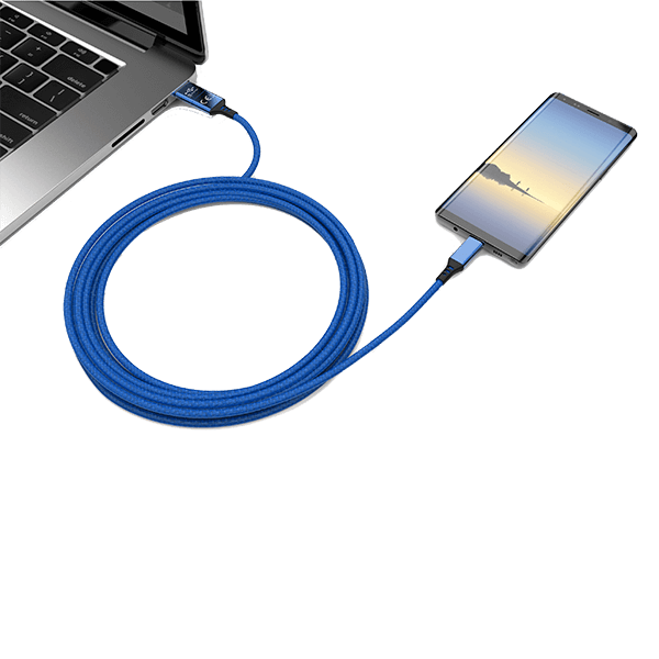 2 in1 USB Ladekabel USB-C in blau