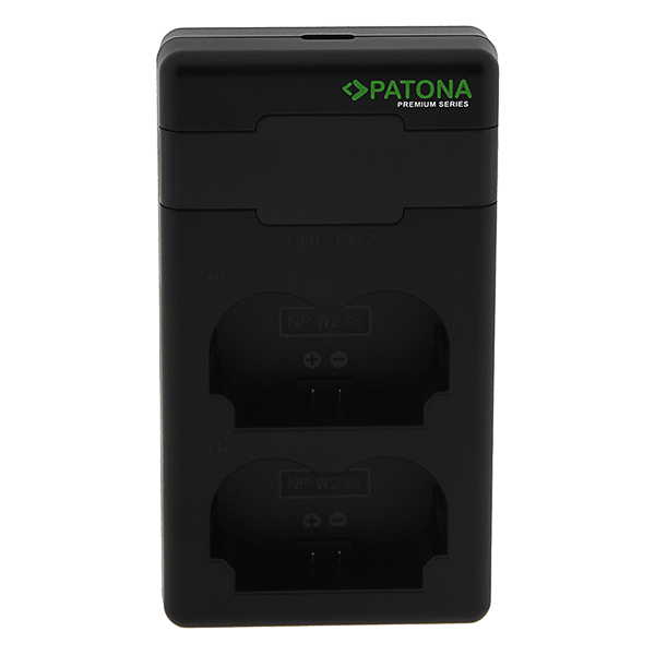 Doppel USB C Ladegerät zu Fuji NP-W235 stehend