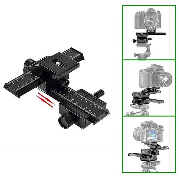 4-Wege Makro Einstellschlitten Focus Stacking Aluminium 1 4 Zoll Gewinde 4-Wege Makro Einstellschlitten Focus Stacking Aluminium 1 4 Zoll Gewinde