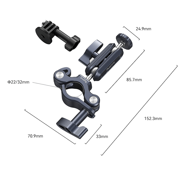 SmallRig Rohrklemme zu Action-Kamera 4191 Abmessungen