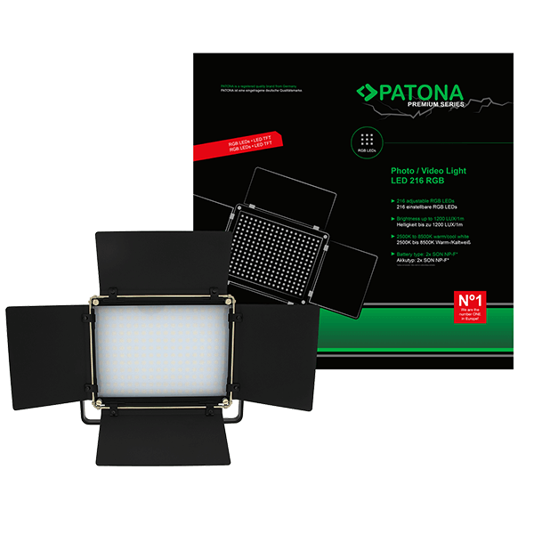 Patona photo and video light with 216 adjustable RGB LEDs