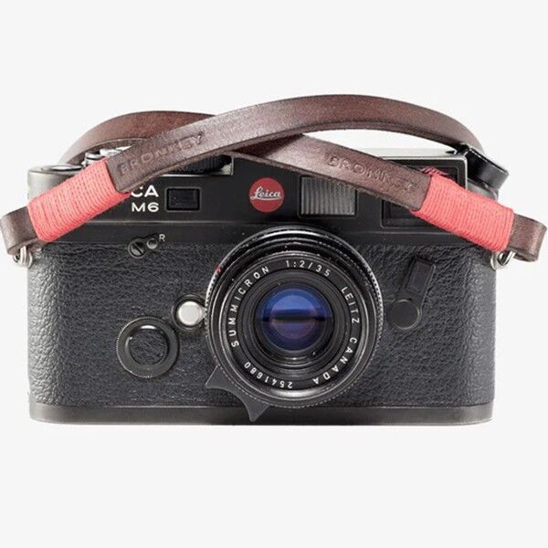 Bronkey Brown and red leather camera strap Tokyo #102 Overall view