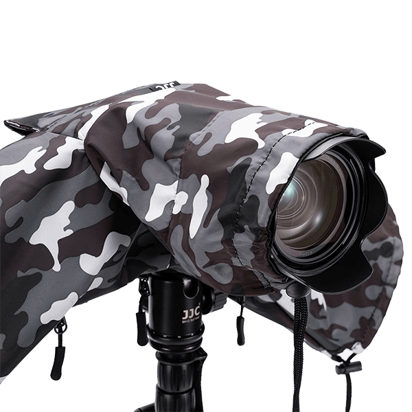 Rain cover for mirrorless cameras in camouflage color