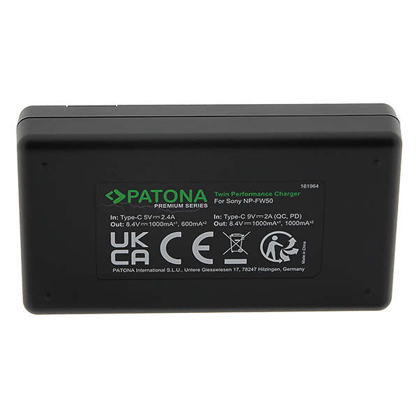 Doppel USB C Ladegerät zu Sony NP-FW50 Unterseite
