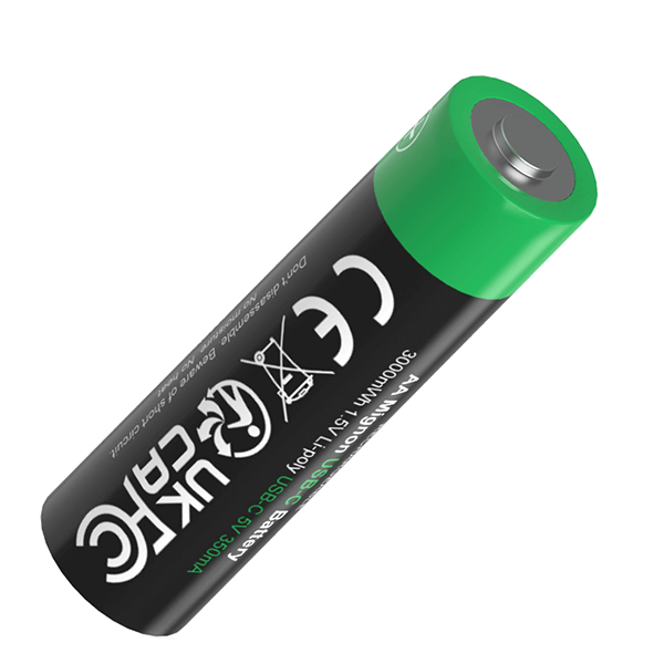 Wiederaufladbarer Batterie USB-C AA-Akkus 3000mWh Patona von oben