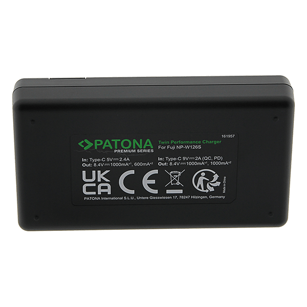 Doppel USB C Ladegerät zu Fuji NP-W126S unterseite