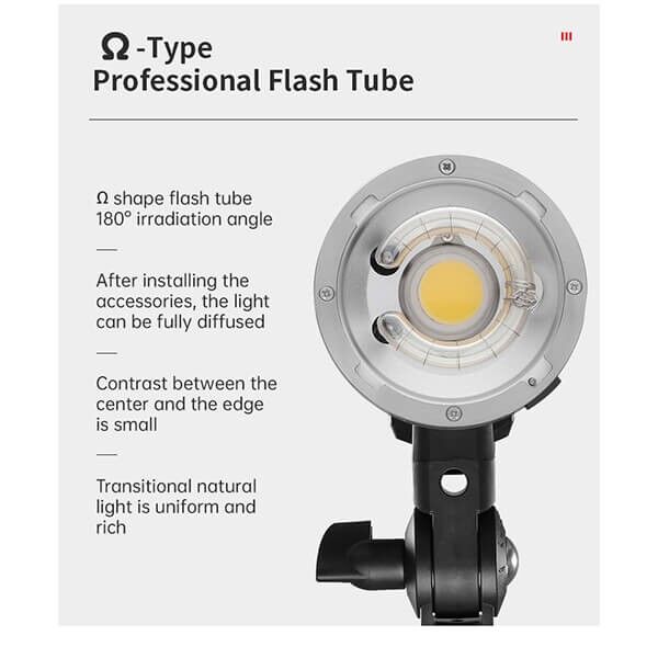 Frontansicht Jinbei HD-200pro Blitzröhre