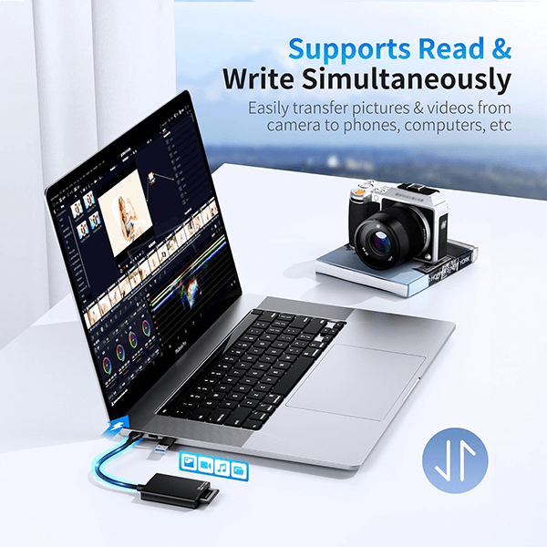 Kartenleser XQD Speicherkarte USB C und UBS A von JJC an Laptop