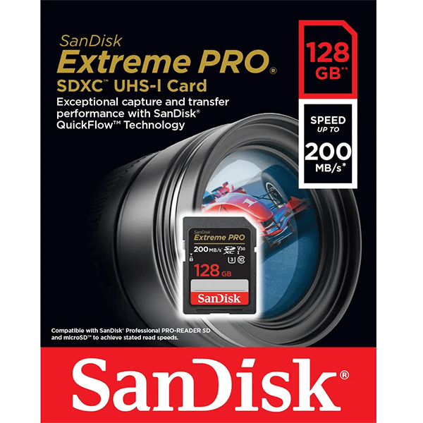 Speicherkarte 128GB 200MBs SDXC Verpackung