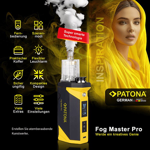 PATONA Fog Master Pro Set portable fog machine including accessories and case