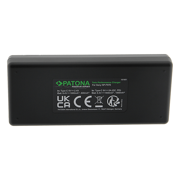 Doppel USB C ladegeraet zu Sony F550 F750 F970 FM50 FM500H Unterseite