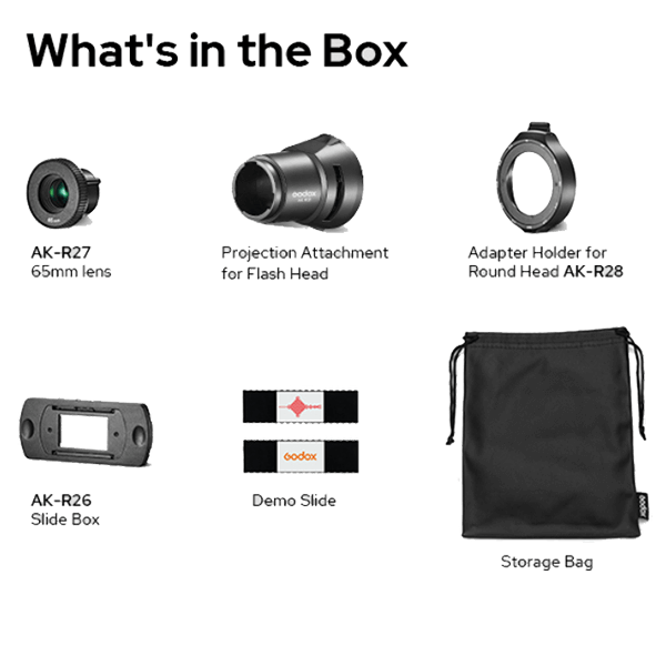 Godox AK-R21 Projektionsvorsatz zu Aufsteckblitz Lieferumfang