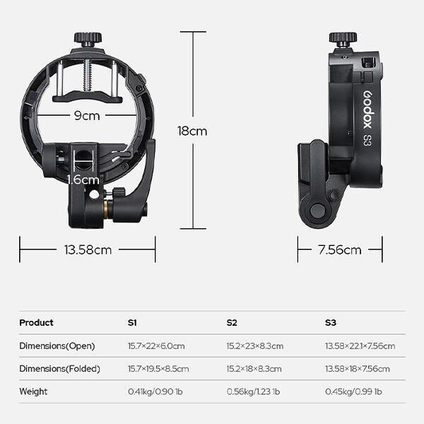 Godox S3 Speedlite Bracket mit Bowens Mount Technische Angaben