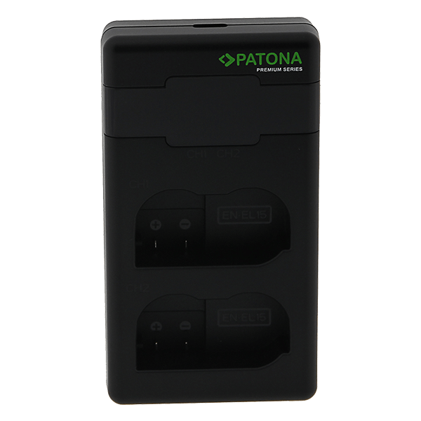 Doppel USB C Ladegerät zu Nikon EN-EL15 stehend