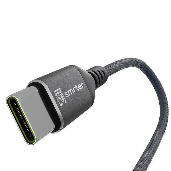 USB-C Ladekabel und Datenkabel in schwarz 200cm in anthrazit detail