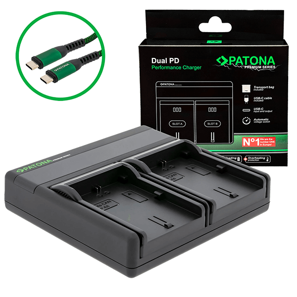 Ladegerät Kamera Akku Dual zu Canon LP-E6 USB-C