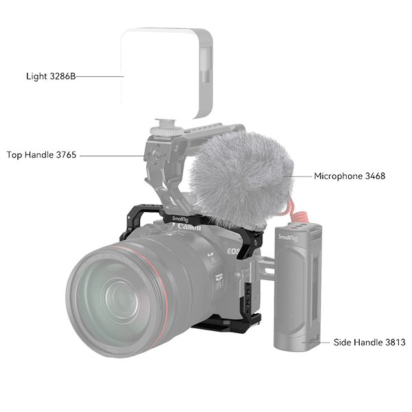 SmallRig camera cage to Canon EOS R50 4214 with light