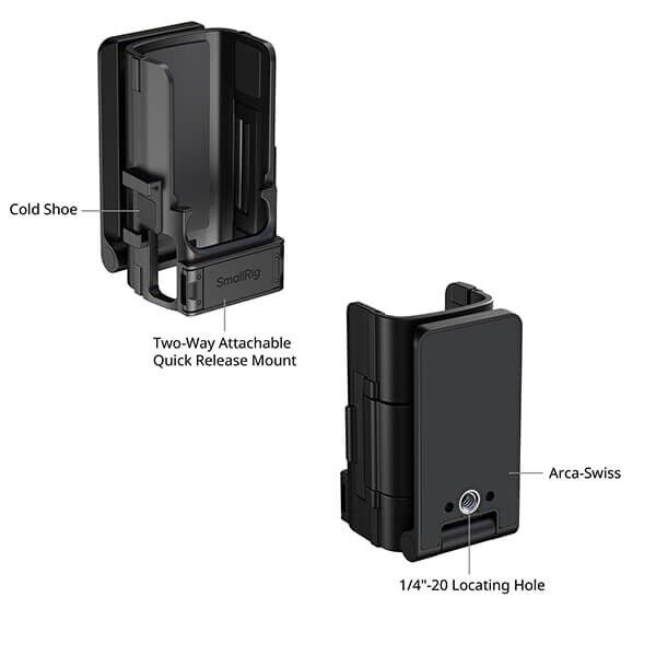 SmallRig 6009 mit Arca-Swiss und 1/4-Zoll-Gewinde Detail