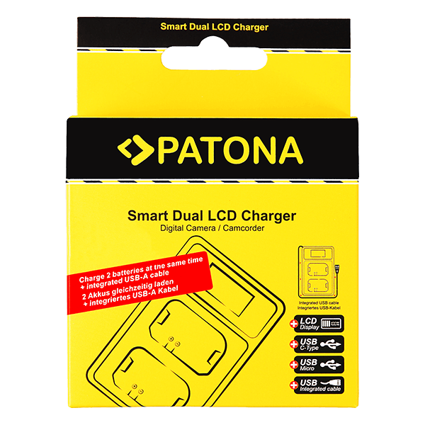 Smart Dual LCD USB Ladegerät für Canon LP-E8 von Patona