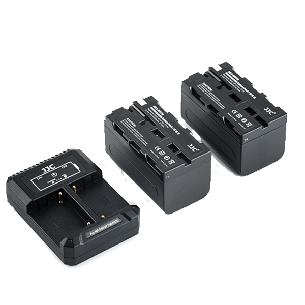 USB Doppel Batterieladegerät für Sony NP-F Akkus mit zwei Batterien