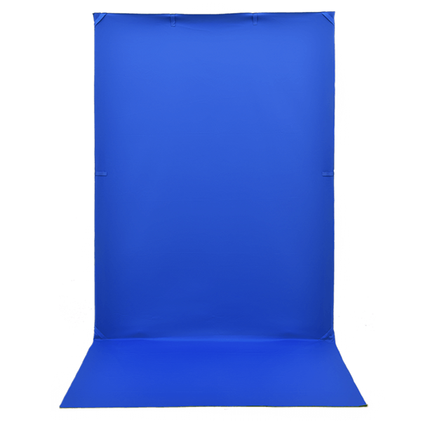 Portables Greenscreen Set 150 x 200 cm mit blauem Hintergrund Blauer Stoff