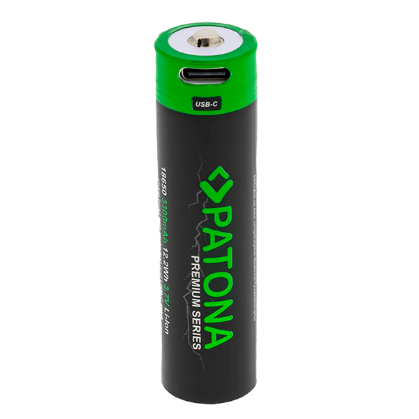 Wiederaufladbarer 18650 Zell Akku 3300mWh Patona stehend