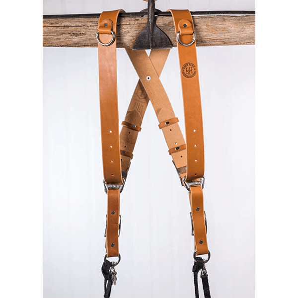 Bridle Tan Leather Camera Strap for Two Cameras by Holdfastgear