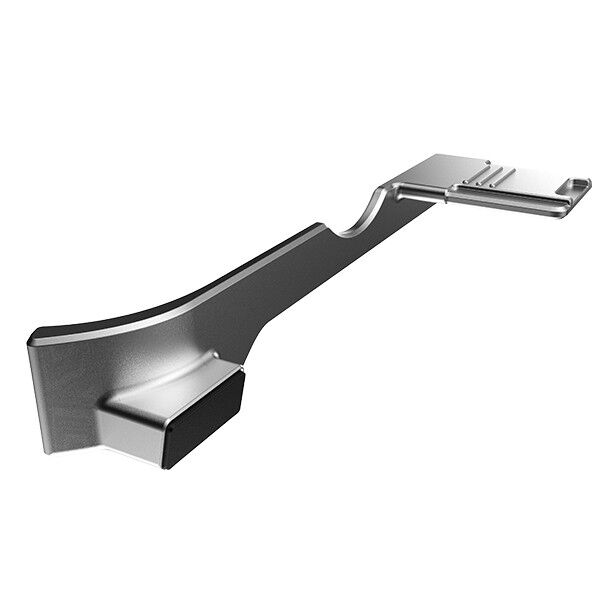 Side view of the Haida Thumbs Grip for the Fujifilm GFX100RF in silver
