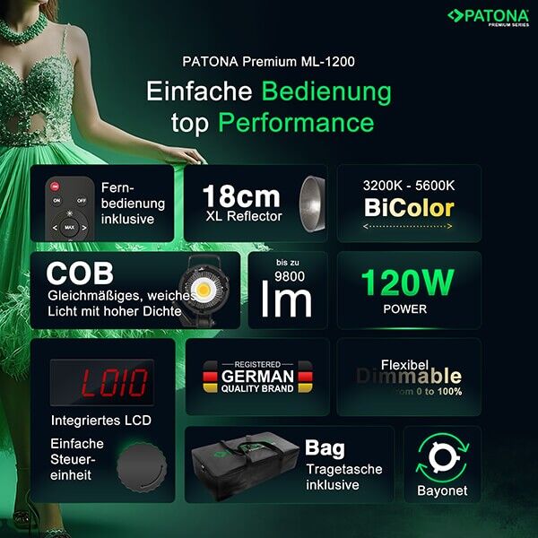 Patona ML-1200 LED light detail