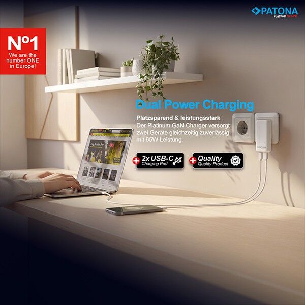 White PATONA flat adapter for power outlet
