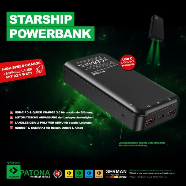 PATONA Premium Powerbank Stark 4.0 PD22.5W 20000mAh Details PATONA Premium Powerbank Stark 4.0 PD22.5W 20000mAh Details