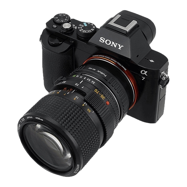 Lense Adapter Minolta MD to Sony E-Mount by Fotodiox on Camera
