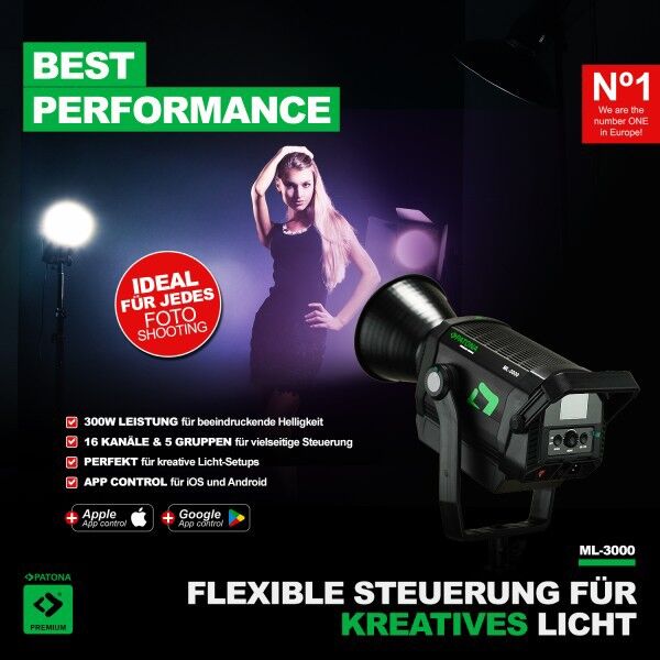 Bedienfeld des Patona LED 300W Lichts