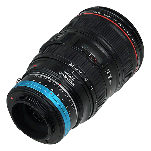 Objektivadapter Canon EF auf Sony E-Mount mit dezentrierter Blendensteuerung von Fotodiox