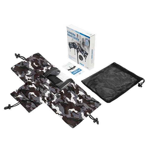 Rain cover for mirrorless cameras in camouflage color