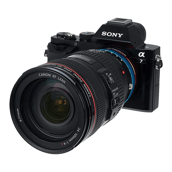 Objektivadapter Canon EF auf Sony E-Mount mit dezentrierter Blendensteuerung von Fotodiox