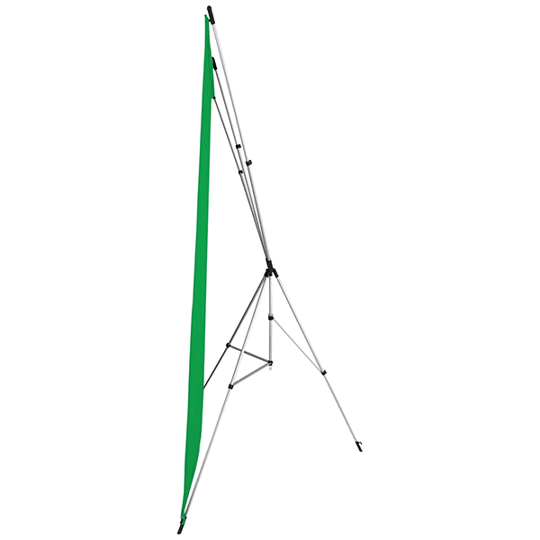 Greenscreen Westcott X-Drop Hintergrund Kit mit grünem Stoff 150 auf 210cm seitlich