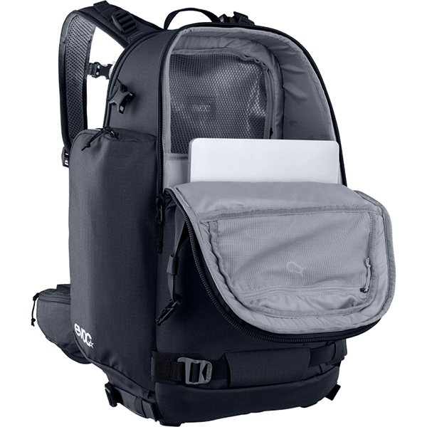 Fotorucksack Evoc CP 26 Liter in Schwarz mit Laptop
