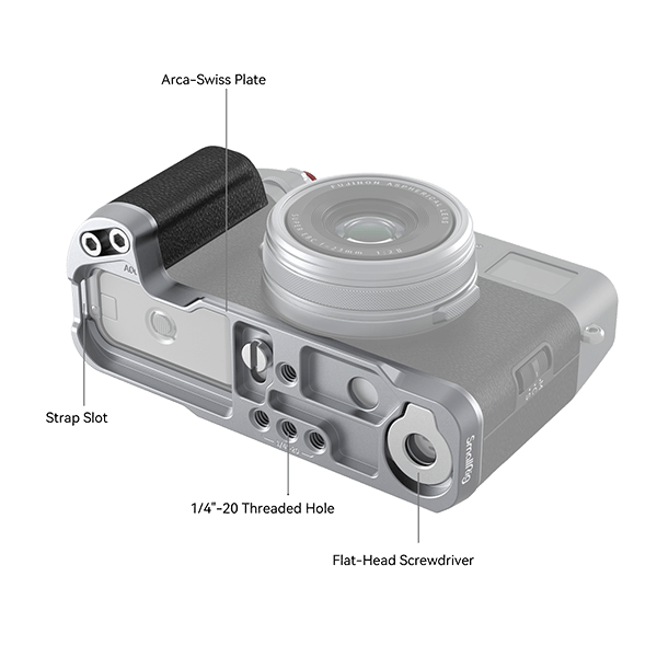 SmallRig Handgriff passend zu Fujifilm X100VI und X100V in silber 4555