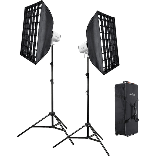 Godox LA300RGB continuous light set with lamp tripods and softboxes