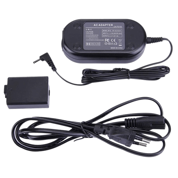 Power supply suitable for the Canon LP-E5 Dummy Battery DR-E5 DC-Coupler